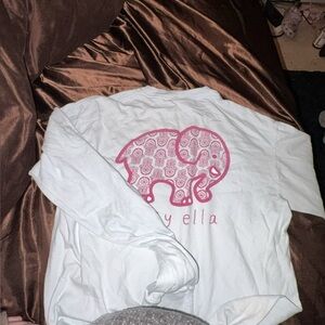 Ivory Ella White Shirt with Pink Elephant Graphic